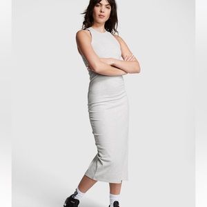 Pink Victoria's Secret rib midi dress heather gray very light gray M BNWT